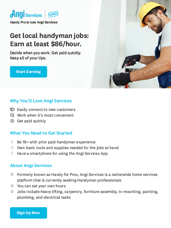 NEED HANDYMAN FOR TASKS at least 86/hr as a Handyman general labor